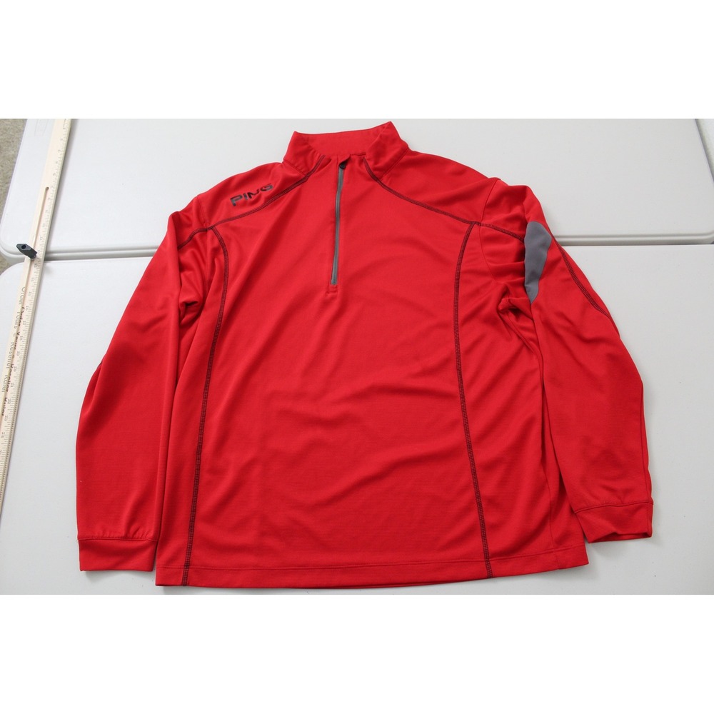 Ping Performance Mens XL Red Quarter Zip Golf Pullover Long Sleeve Shirt